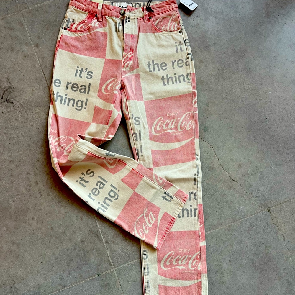 NWT Free People Rollas Coca Cola Jeans Red Straight Leg Sz 26